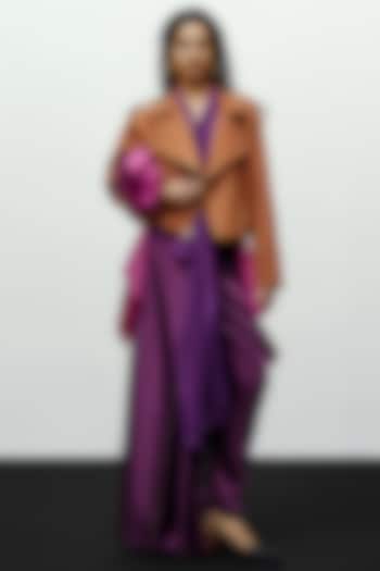 Brown Soft Faux Suede Jacket by 431-88 By Shweta Kapur at Pernia's Pop Up Shop